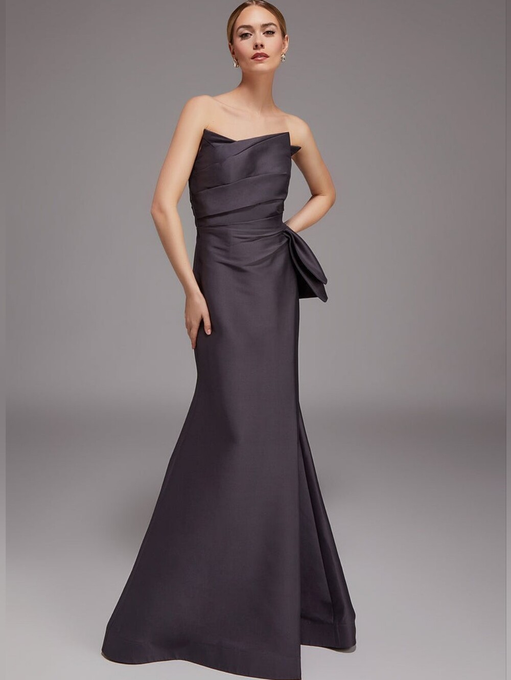 Alyce Paris Strapless Mikado Mermaid Gown Size 16 Charcoal